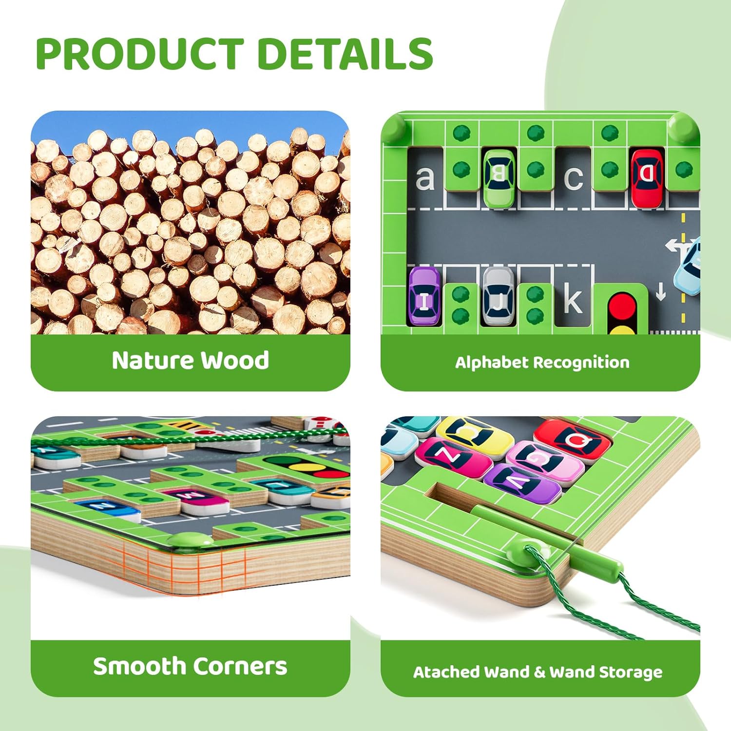 Magnetic Alphabet Maze,Montessori Toys,Wooden Toddler Toys for Ages 2-4,Sensory Travel Toys Fine Motor Skills,Ideal Gift for Boys and Girls