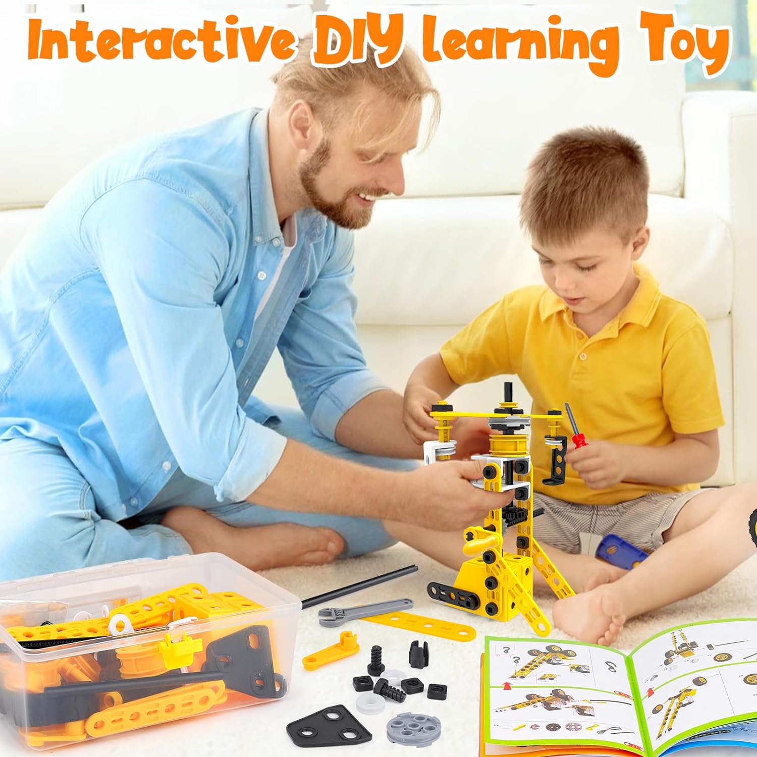 192 PCS STEM Building Toys for 5 6 7 8 9 + Year Old Boy Girl Gift Stem Project Activities Kit for Kids 5-7 6-8 Educational Autism Robotic Toy Learning Game Excavator Engineering Construction Set