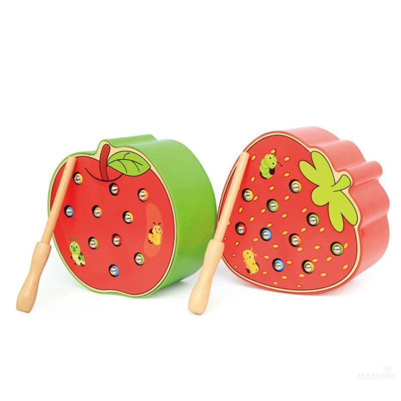 Catch the Worm Fruit Shape Wooden Toy